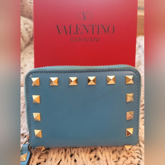 Valentino Rockstud Leather Coin Purse Wallet - Picture 3 of 8